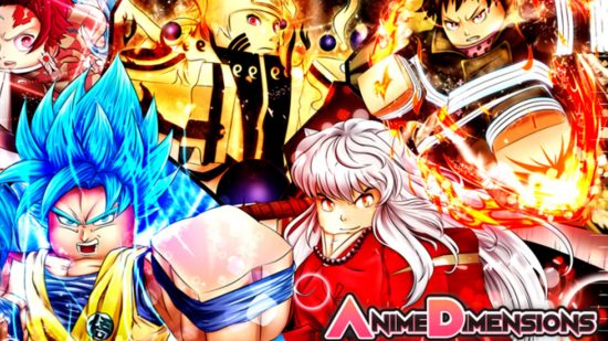 Anime Dimensions codes: Several anime characters fill a colourful background