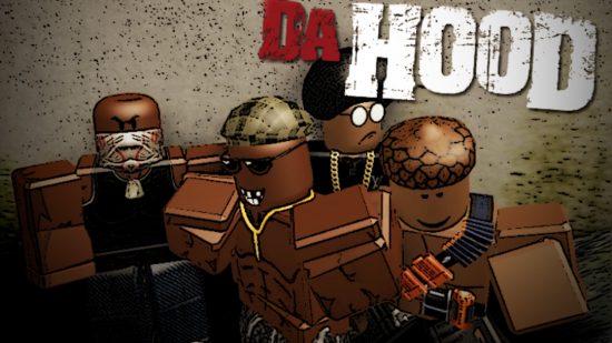 Da Hood codes: Four gangsters with gold chains and guns in Roblox