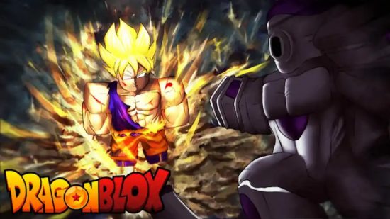 Dragon Blox codes: A Saiyan tackles an enemy with fire