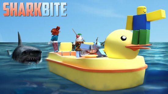Sharkbite codes: A shark prepares to attack a duck-shaped boat